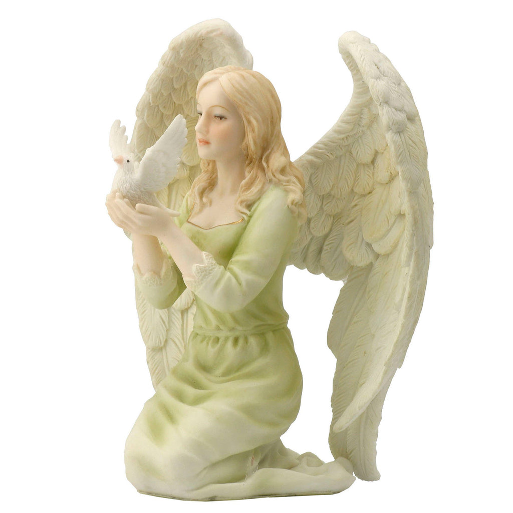 Angel Kneeling With Dove In Hands