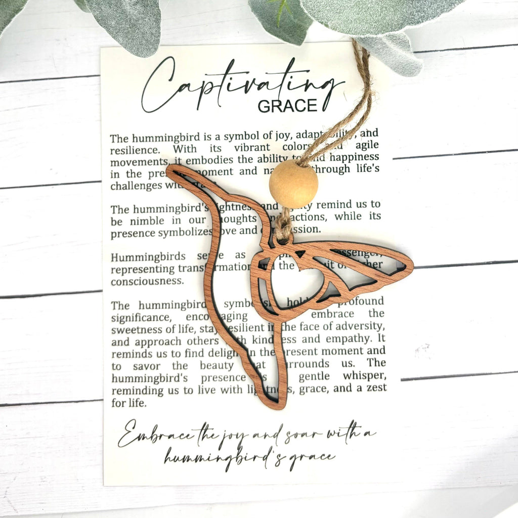 Hummingbird Grace Story Card Ornament/Car Charm/Maple