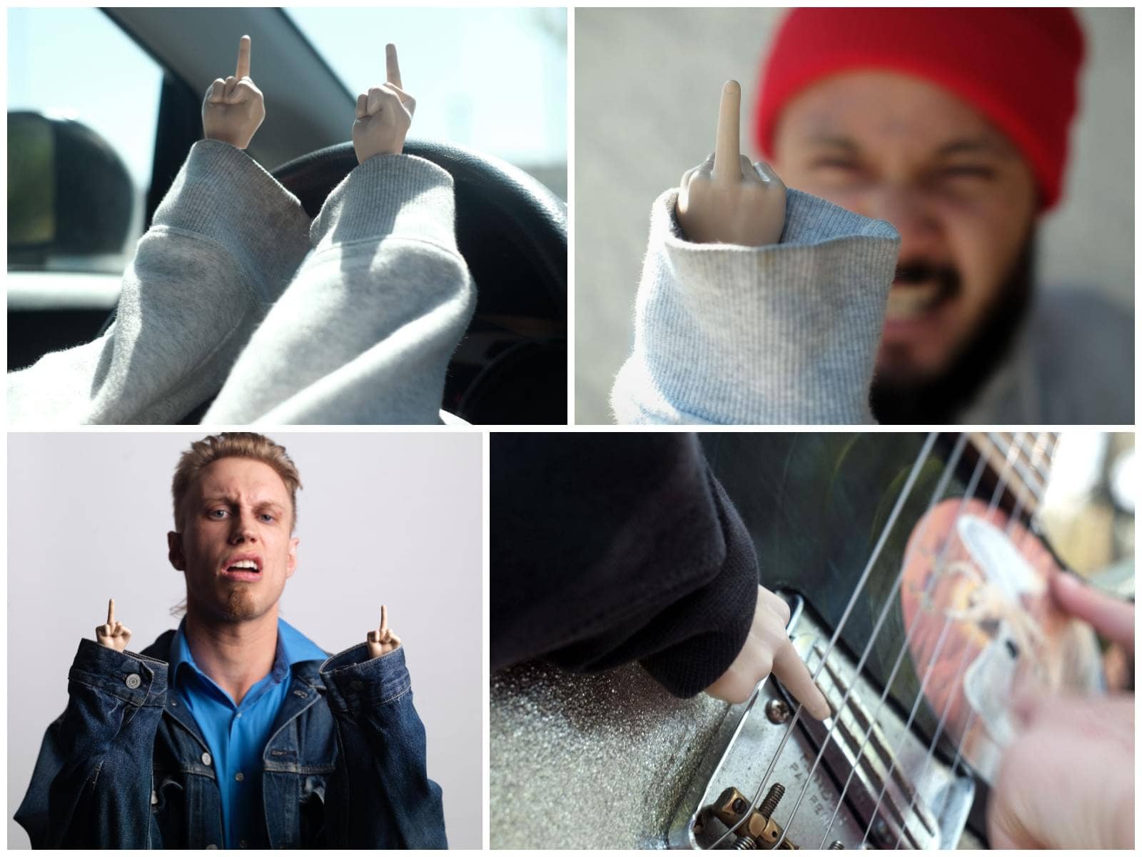Tiny Hands Two Middle Finger Hands Beige