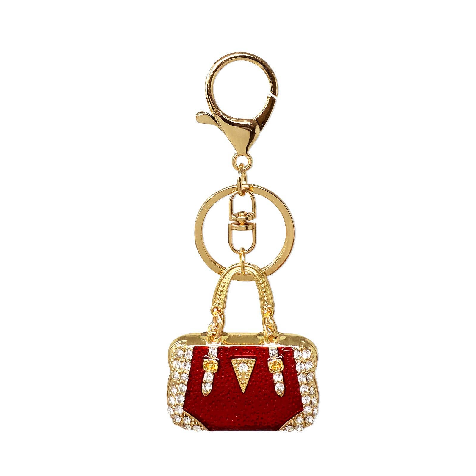 Pink Rhinestone Handbag Shaped Purse Charm Keychain