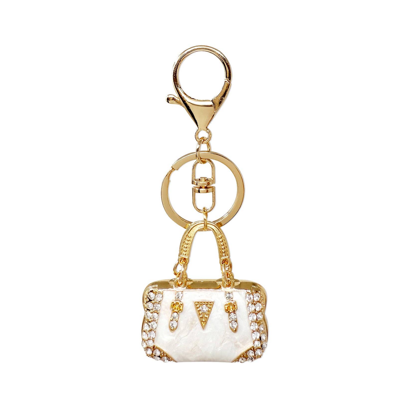 Rhinestone Handbag Shaped Purse Charm Keychain: Red