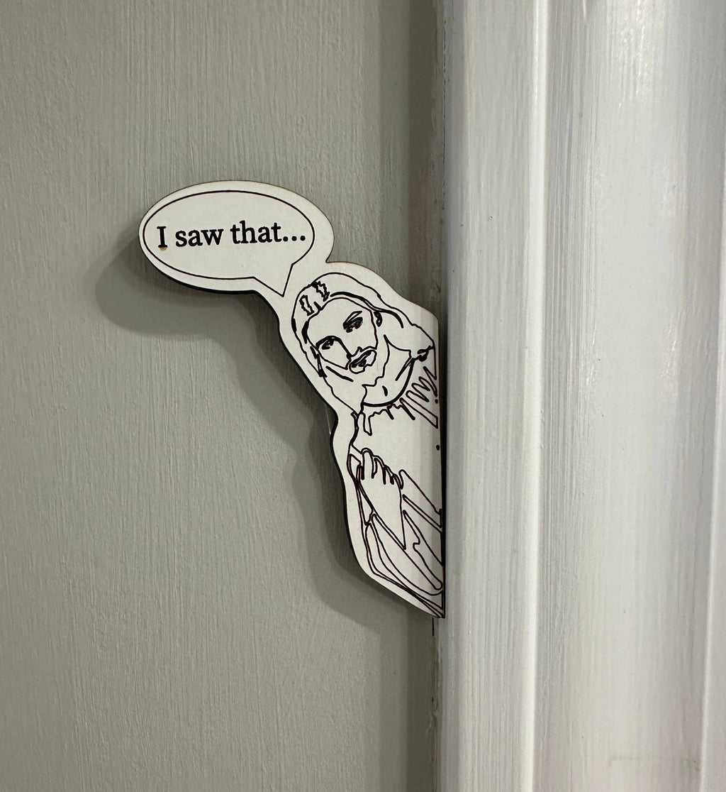 Peeking Jesus  "I saw that." Sticker