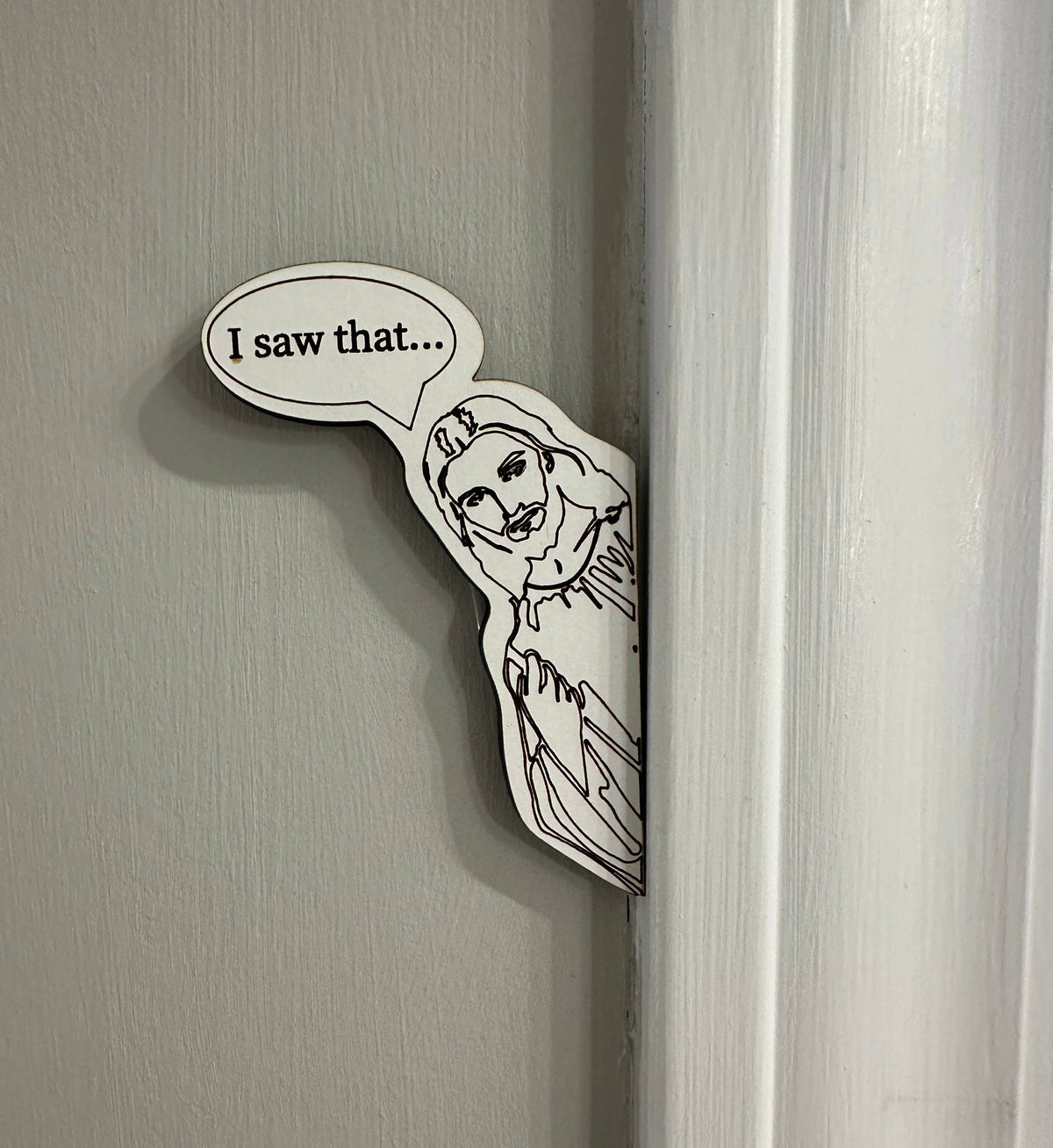 Peeking Jesus  "I saw that." Sticker
