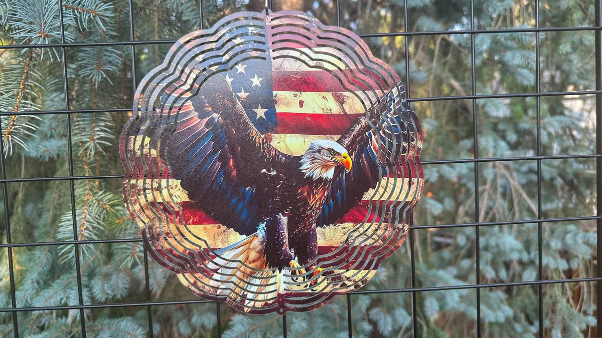 USA Flag Art Wind Spinner