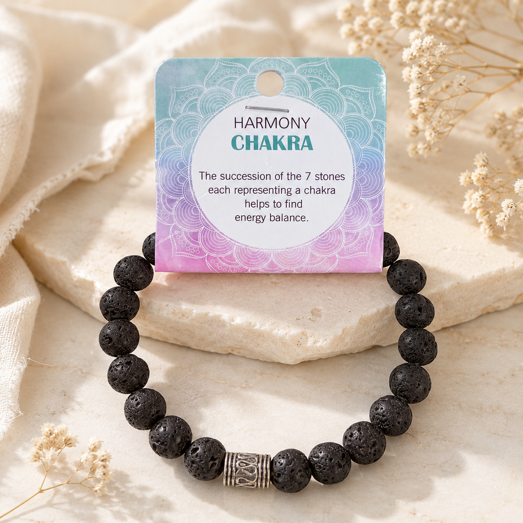 Natural Harmony Chakra Stone Bracelet 8mm: Tube Bead