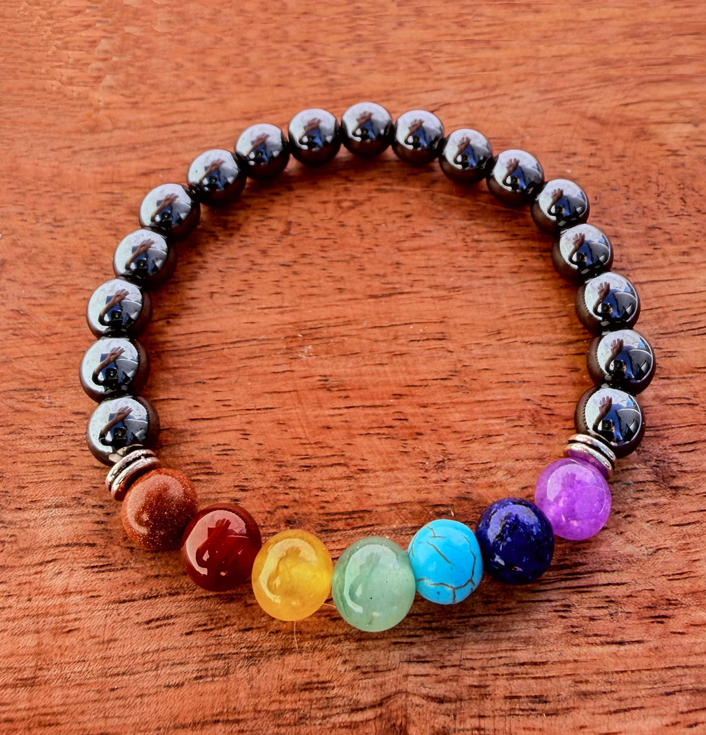Natural Hematite Stone Bracelet 8mm: Hematite Chakra Strength