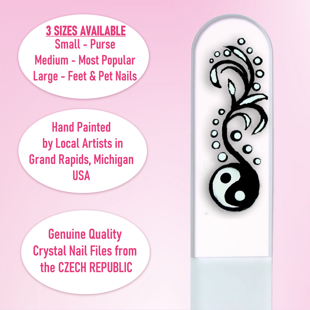 Yin Yang Chinese Balance Hand Painted Crystal Nail File: Large