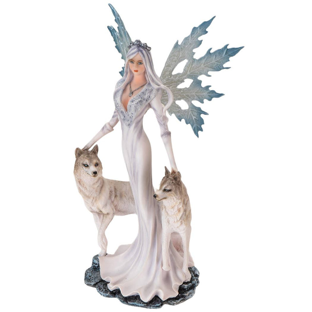 Snow Queen with Wolves Figurine
