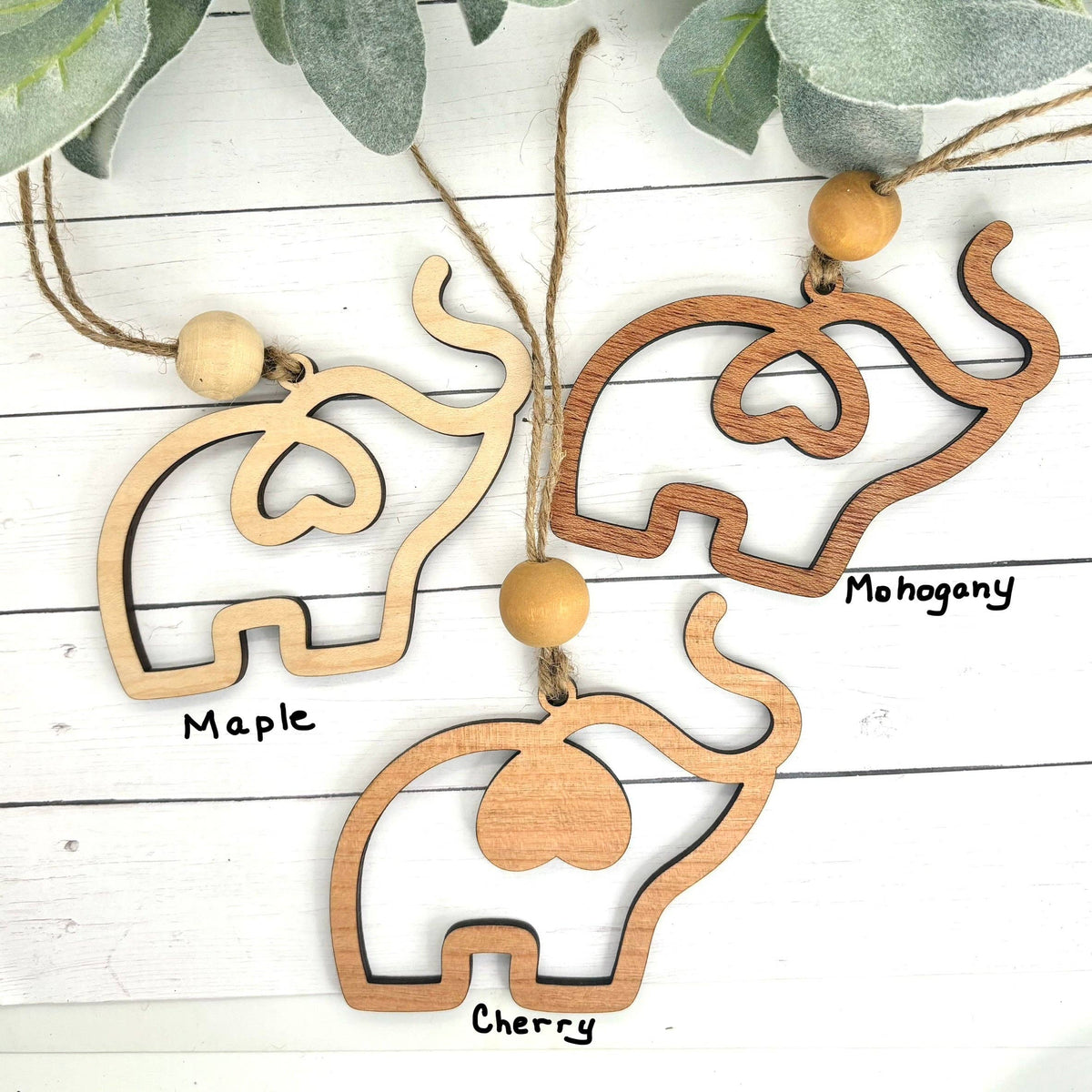 Elephant Sisterhood Story Card Ornament/Car Charm / Maple