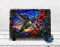 Slate Plaque - Faux Stained Glass - Hummingbird & Hibiscus