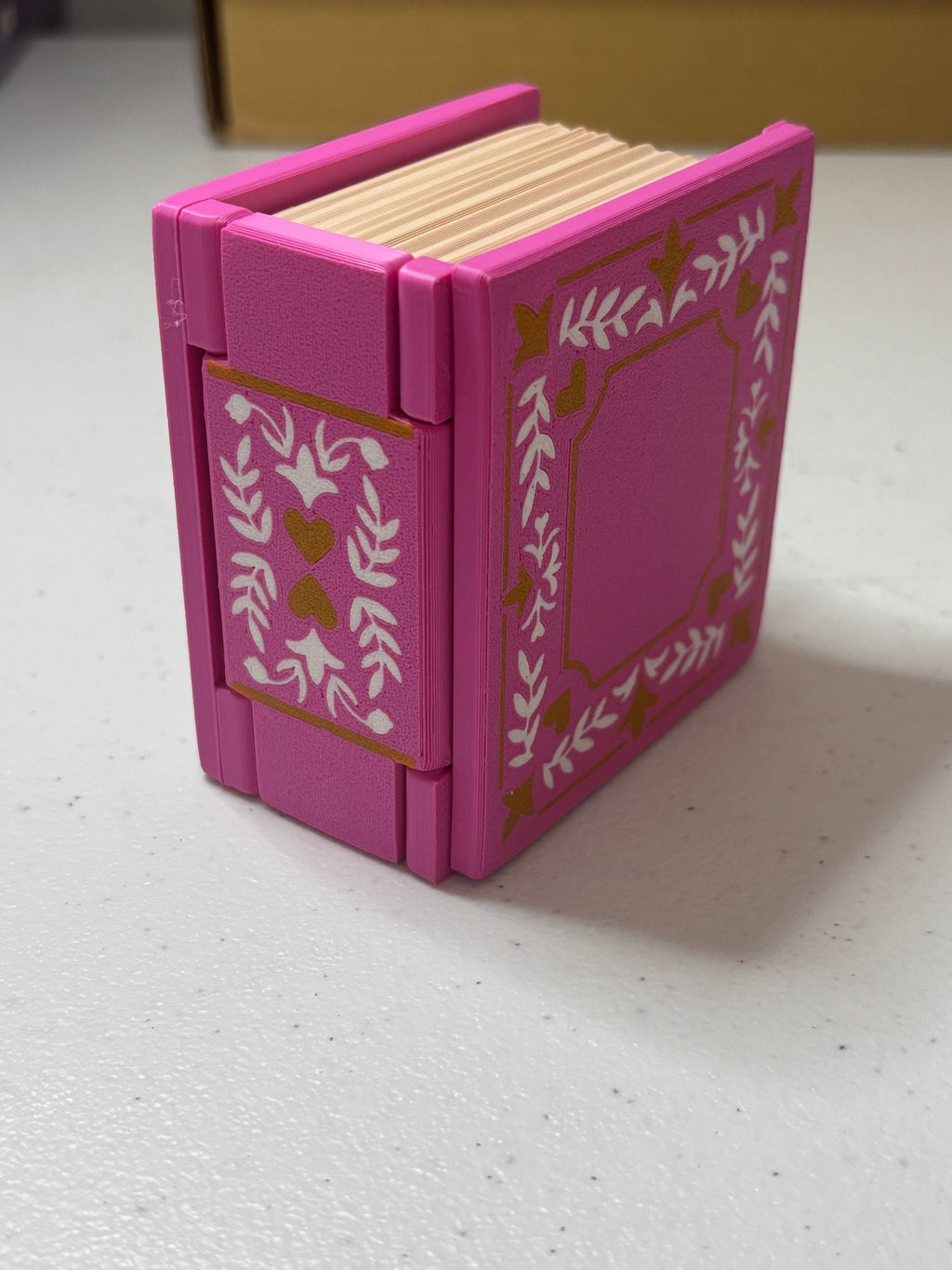 Book Shaped Trinket Box: Pink (hearts)