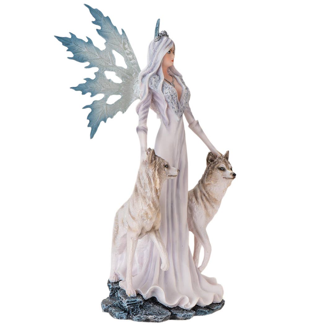 Snow Queen with Wolves Figurine