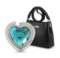 Heart Shaped Purse Hook Hanger with Rhinestones: Sky Blue