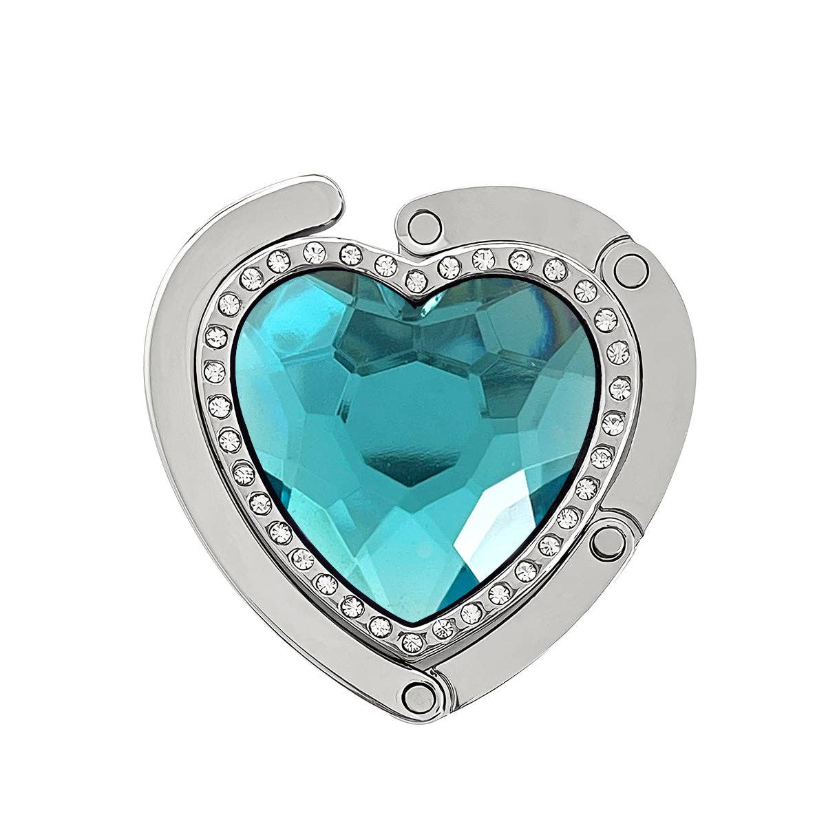 Heart Shaped Purse Hook Hanger with Rhinestones: Sky Blue