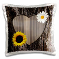 Sunflower/Heart Pillowcase with Pillow