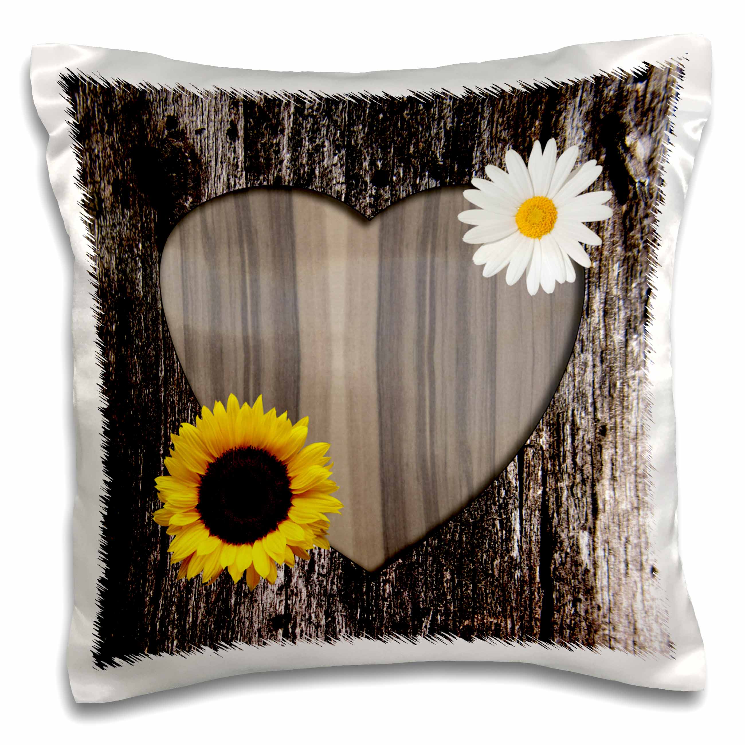 Sunflower/Heart Pillowcase with Pillow