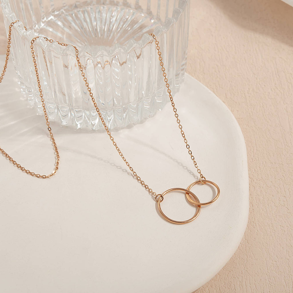 Happy 50th Birthday Card and Infinity Ring Necklace Jewelry: Rose Gold