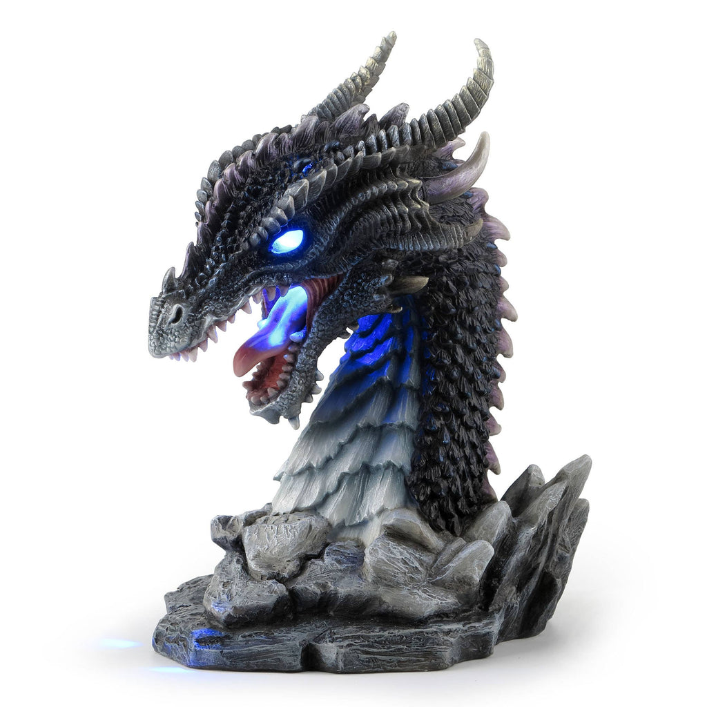 Horned Obsidian Dragon Bust (Led)