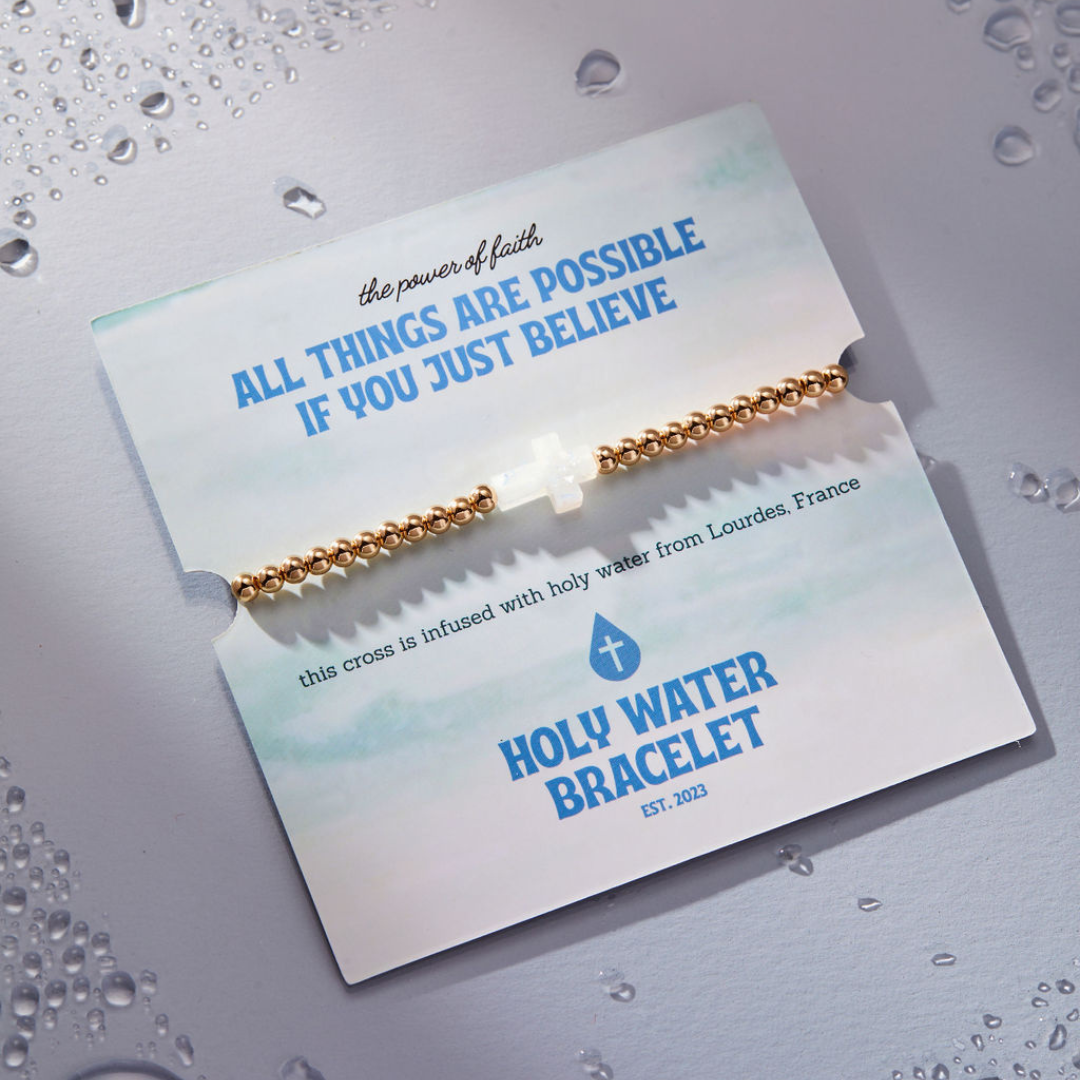 All Things Are Possible Yellow Gold Holy Water Bracelet