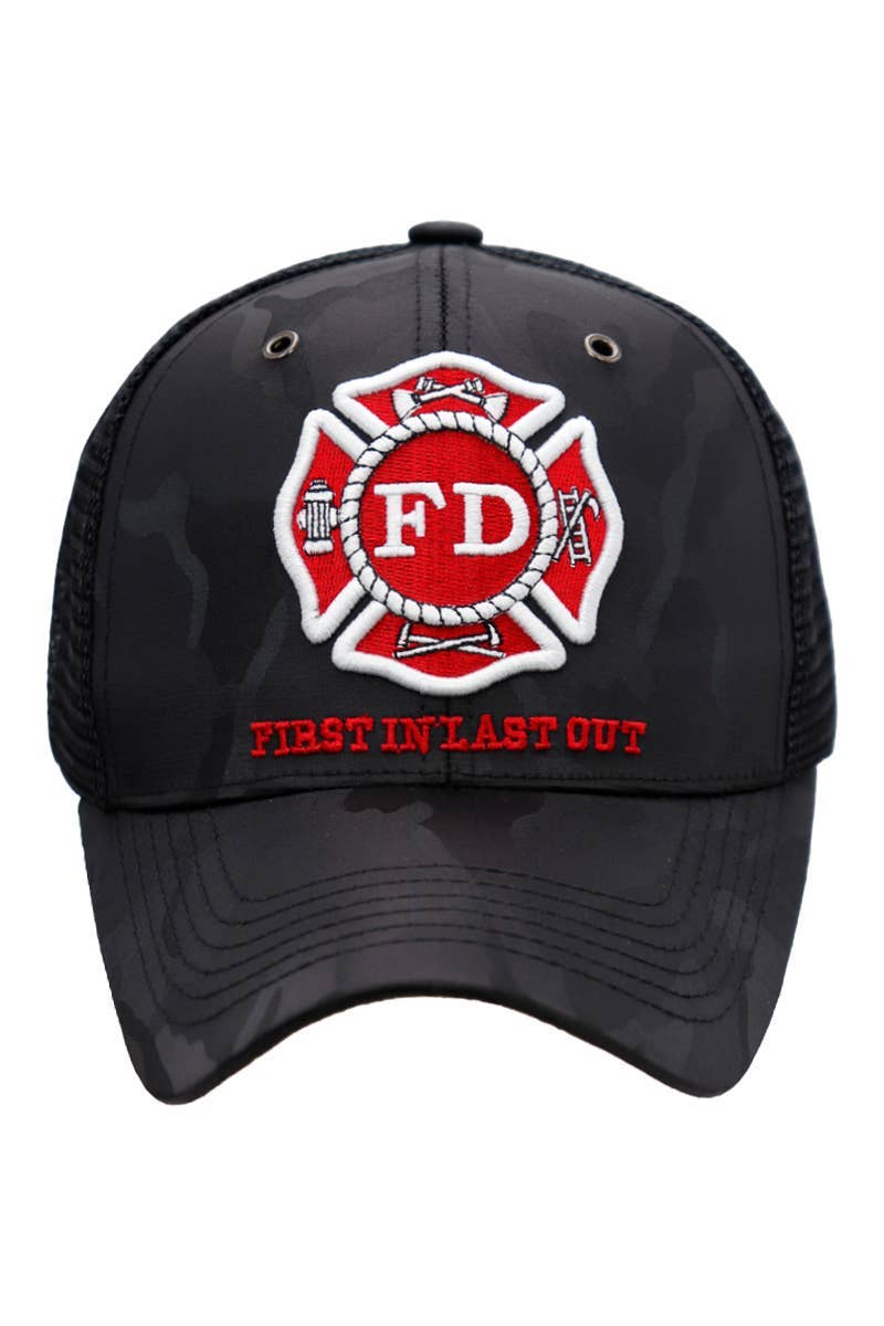 Fire Department Black Camo Mesh Trucker Hat