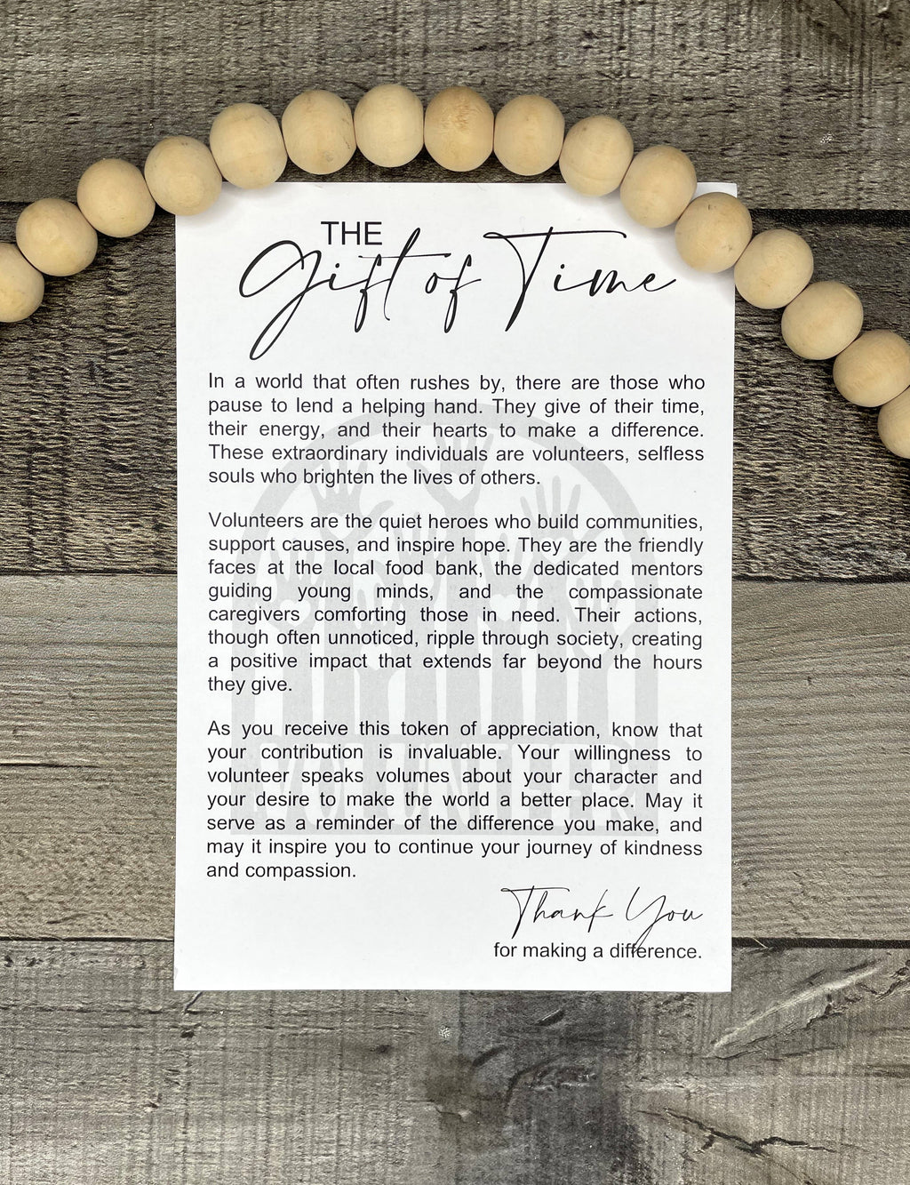 Volunteer-The Gift of Time Story Card Charm: Heart / Maple