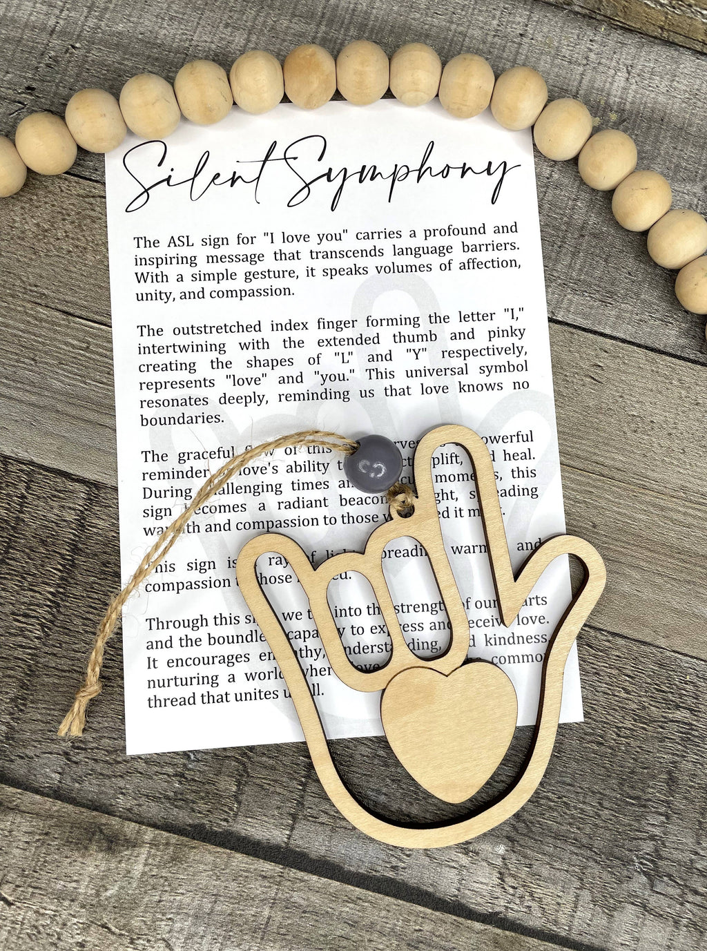 ASL “I Love You”-Silent Symphony Story Card Charm : Cherry