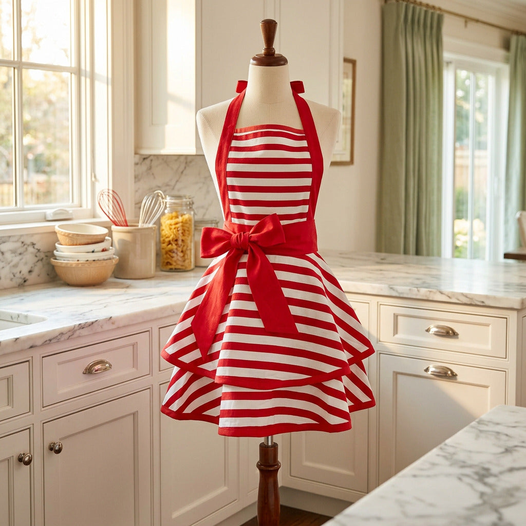 Stylish Cooking Apron: Red Stripe