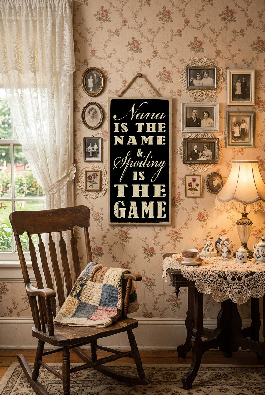 Nana is the name & spoiling is the game wood plaque