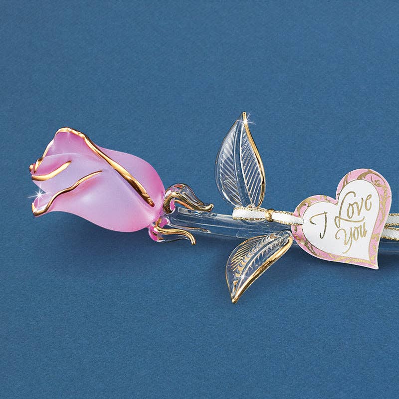 I Love You Glass Pink Rose