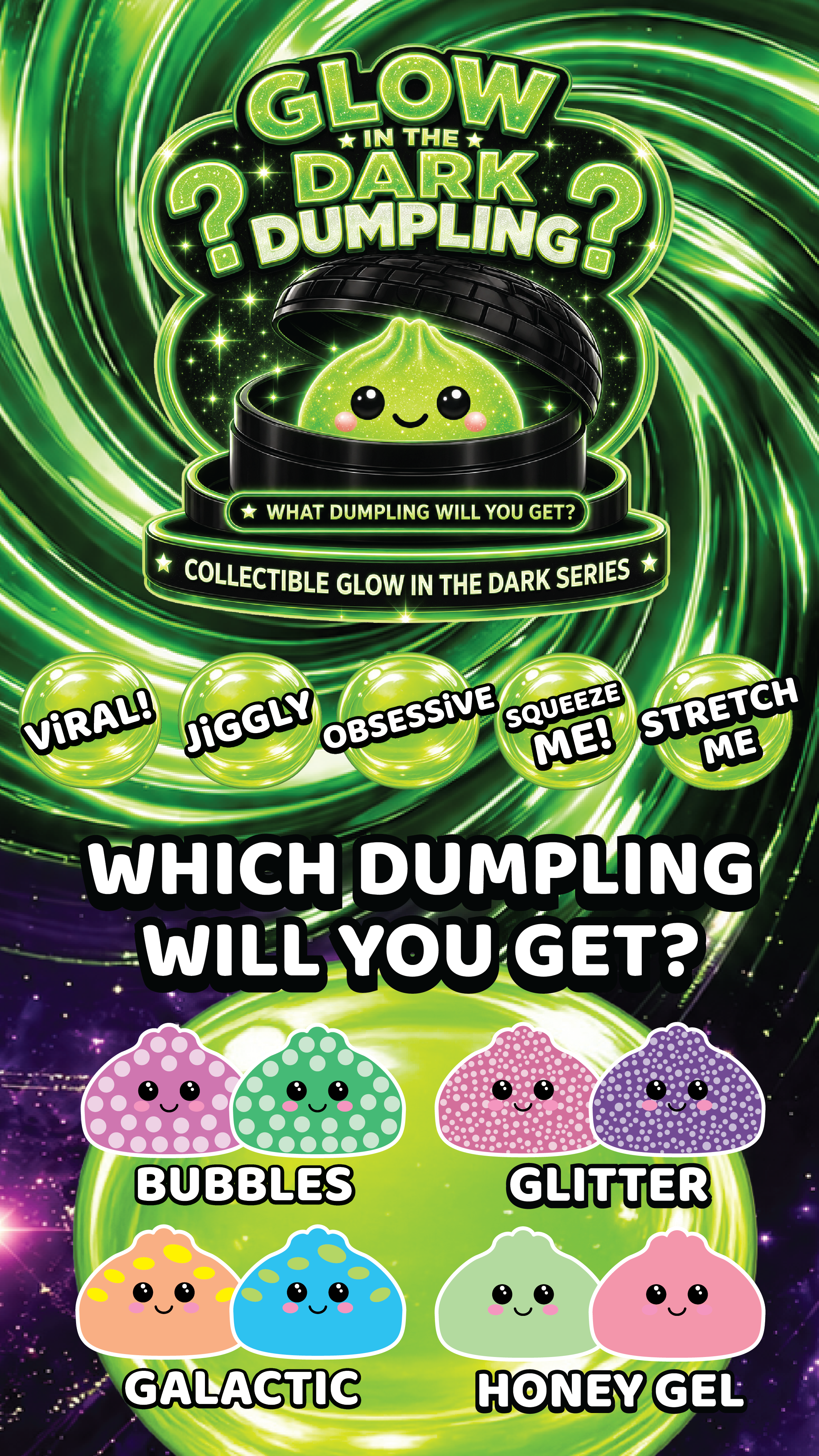 Fun Doh Glow In Dark Mystery Dumpling Squishy Black Basket