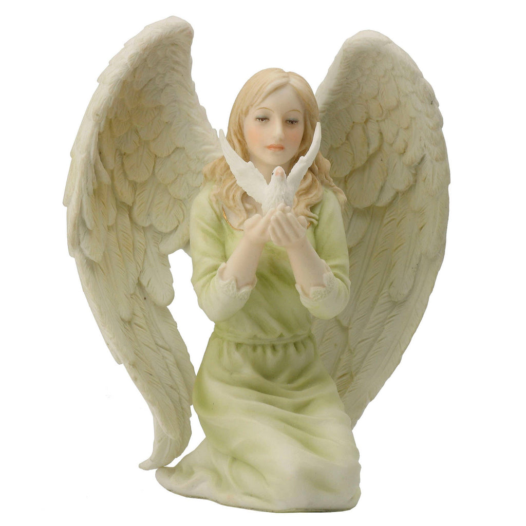 Angel Kneeling With Dove In Hands