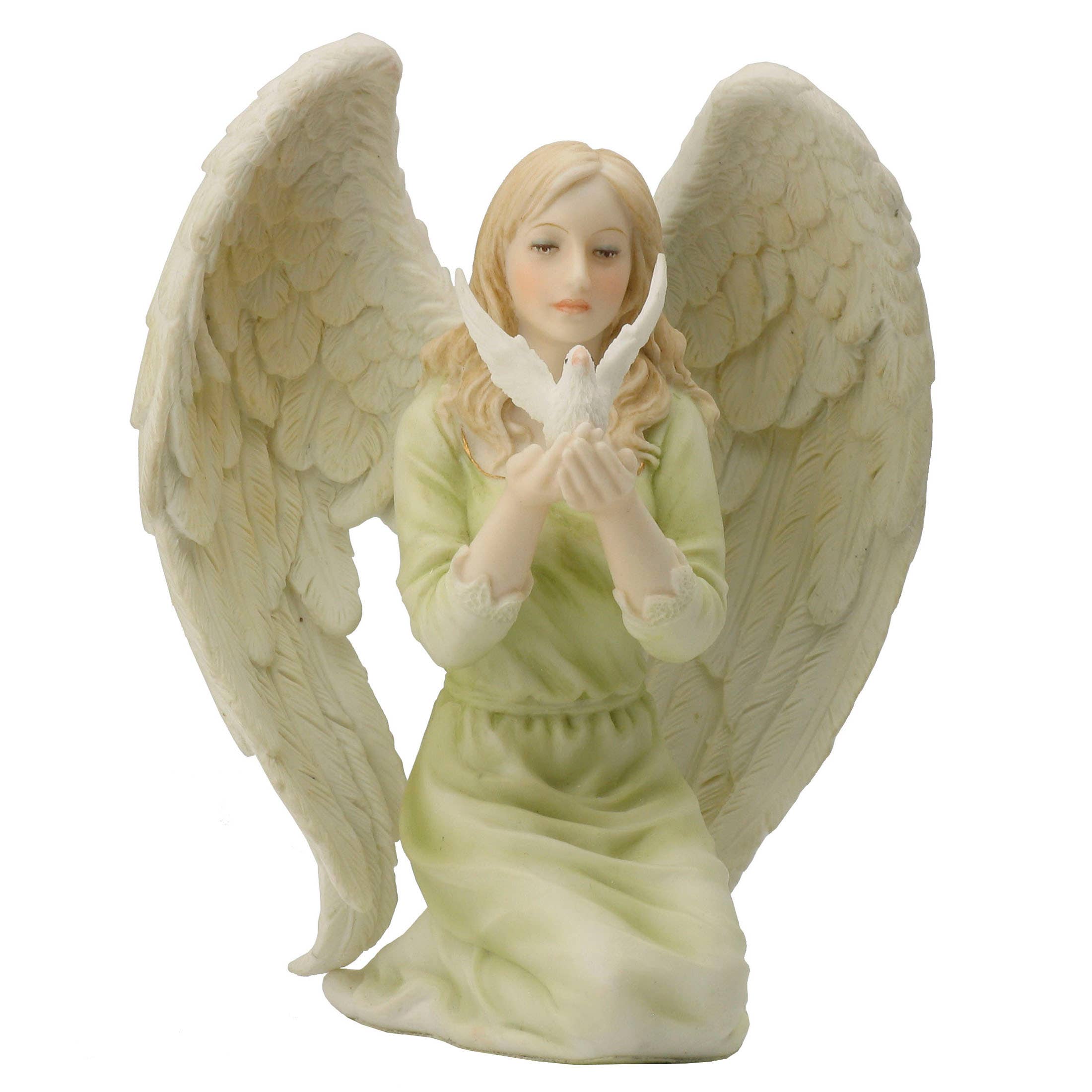 Angel Kneeling With Dove In Hands