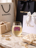 Pink Purse Stemless Wine Glass