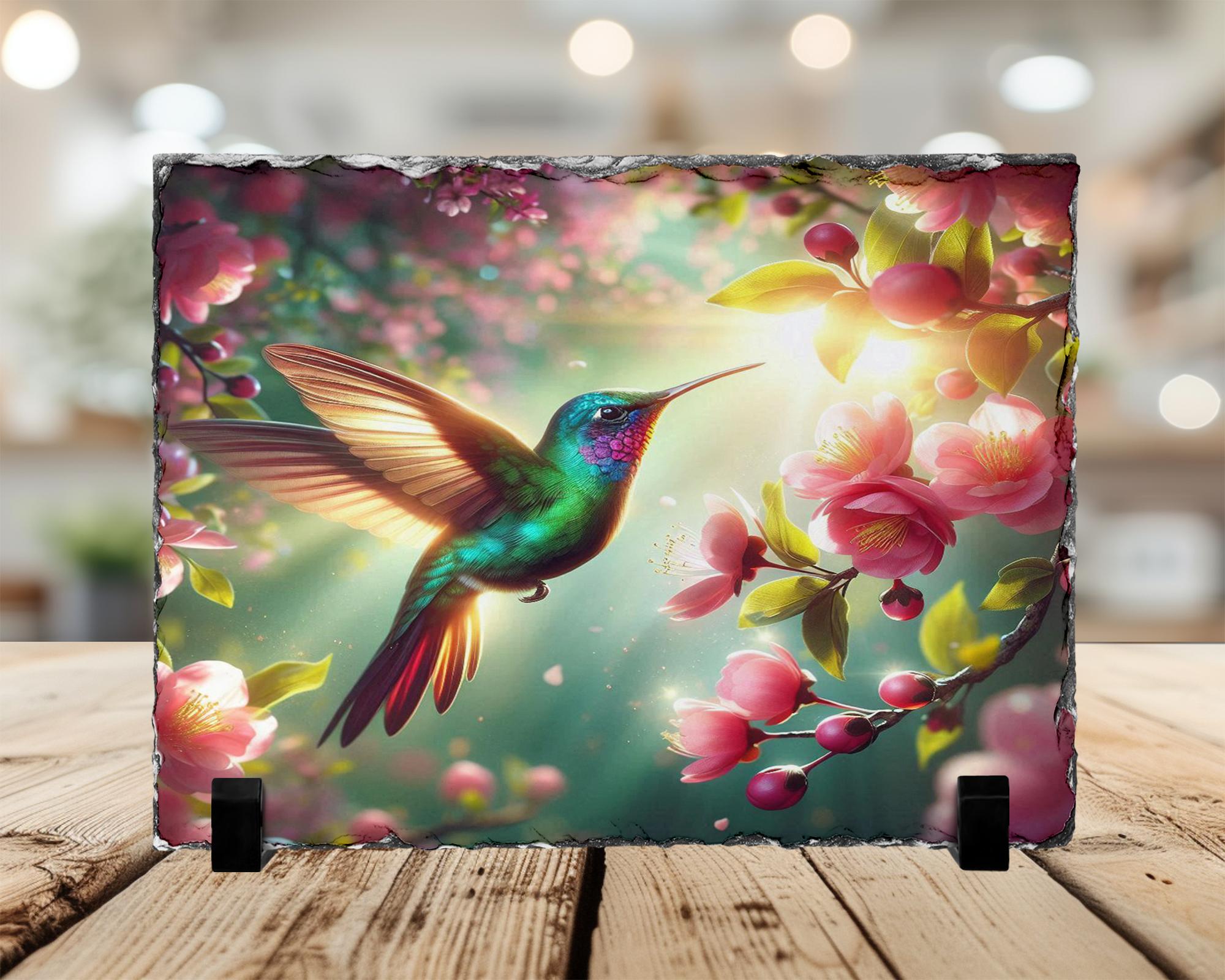 Decorative Slate - Hummingbird Design - Pink