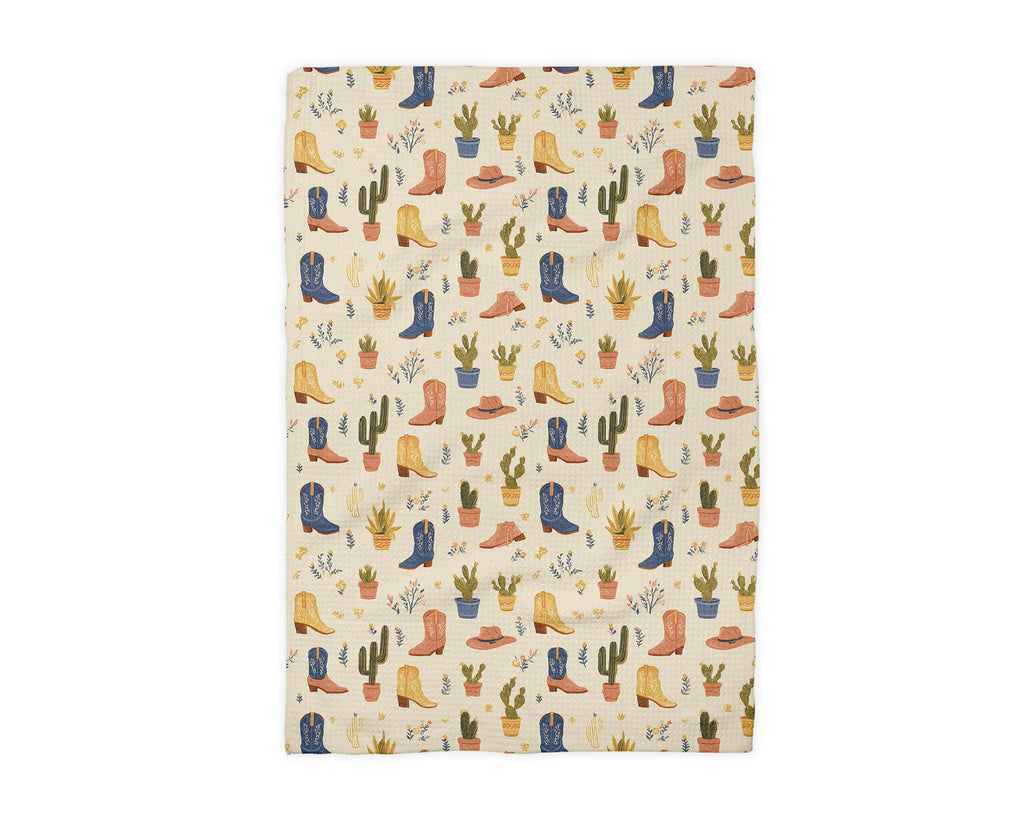 Cowboy Boot Cactus Western Kitchen Towel