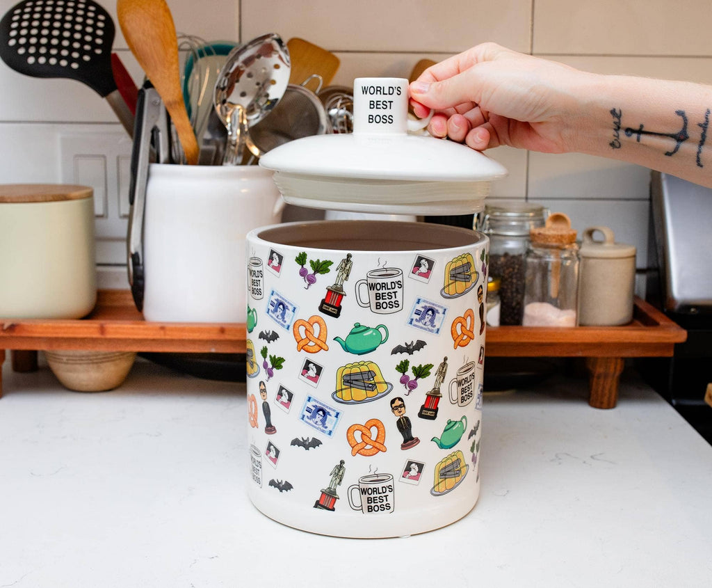 The Office Icons Ceramic Cookie Jar w/ Molded Knob