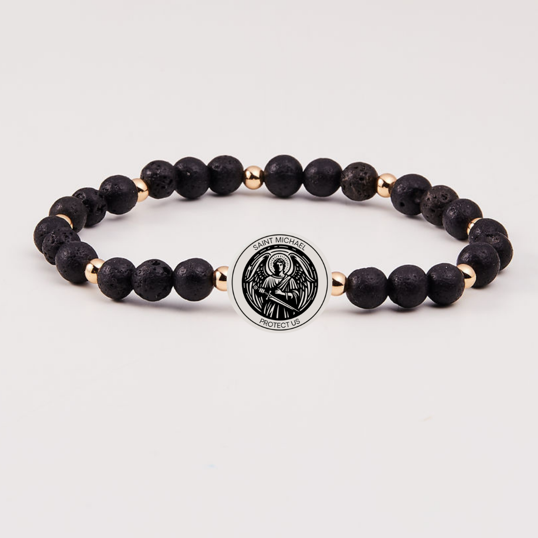 Saint Michael Tiger's Eye Men's Holy Water Bracelet