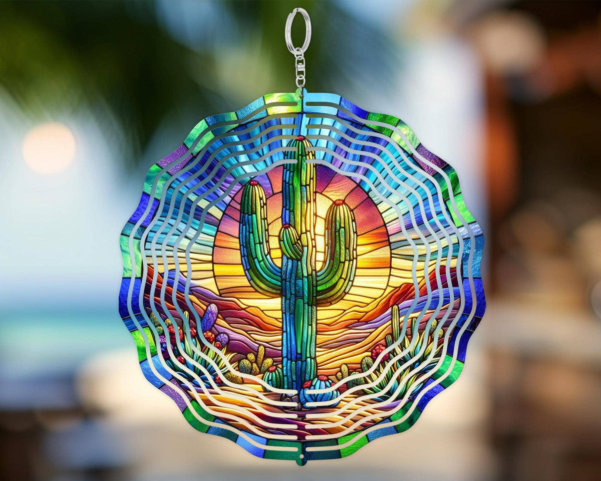 Southwestern Saguaro Cactus Wind Spinner