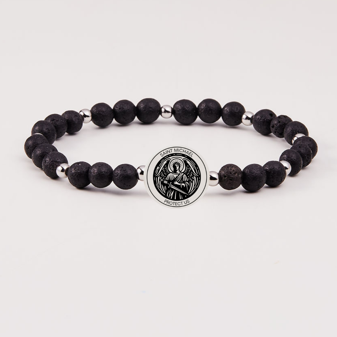 Saint Michael Tiger's Eye Men's Holy Water Bracelet