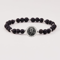 Saint Michael Lava Rock Stainless Steel Spacers Men's Holy Water Bracelet