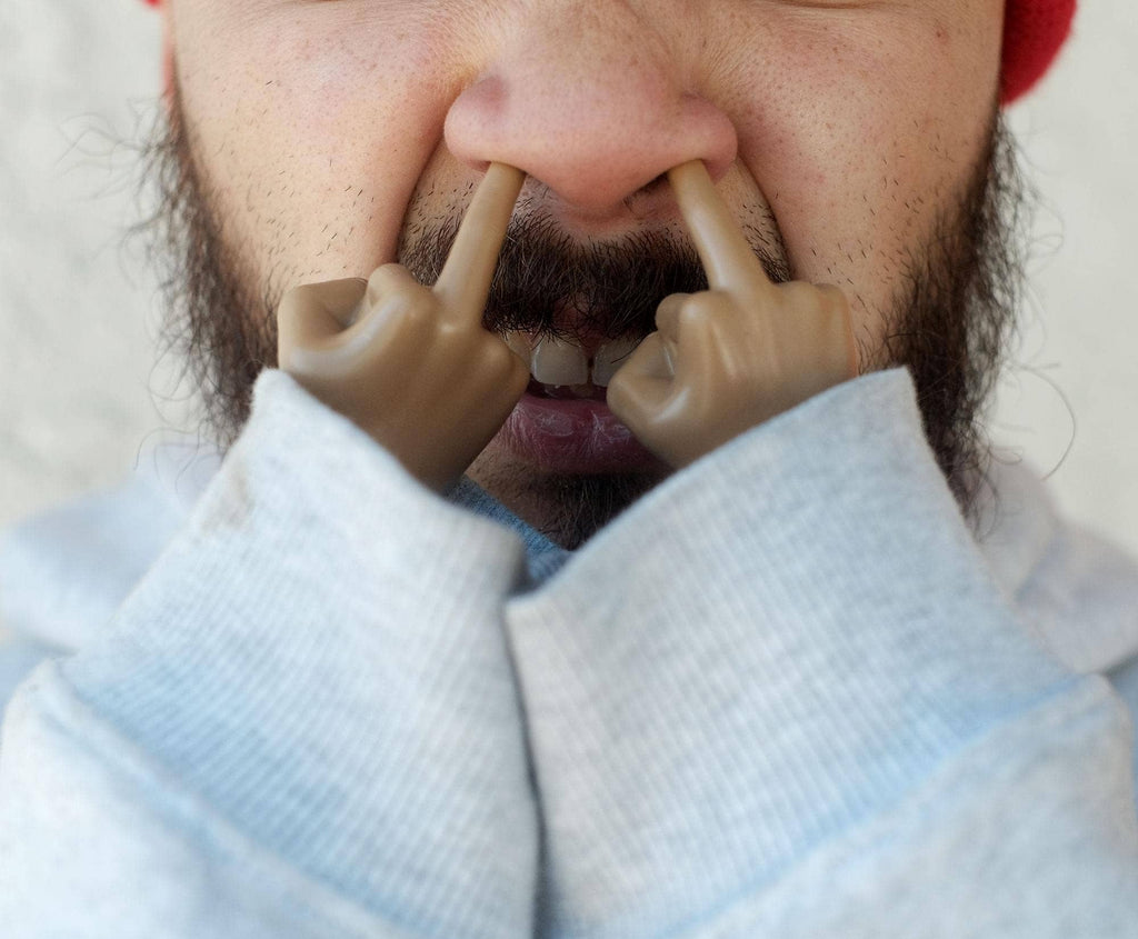 Tiny Hands Two Middle Finger Hands Deep Brown