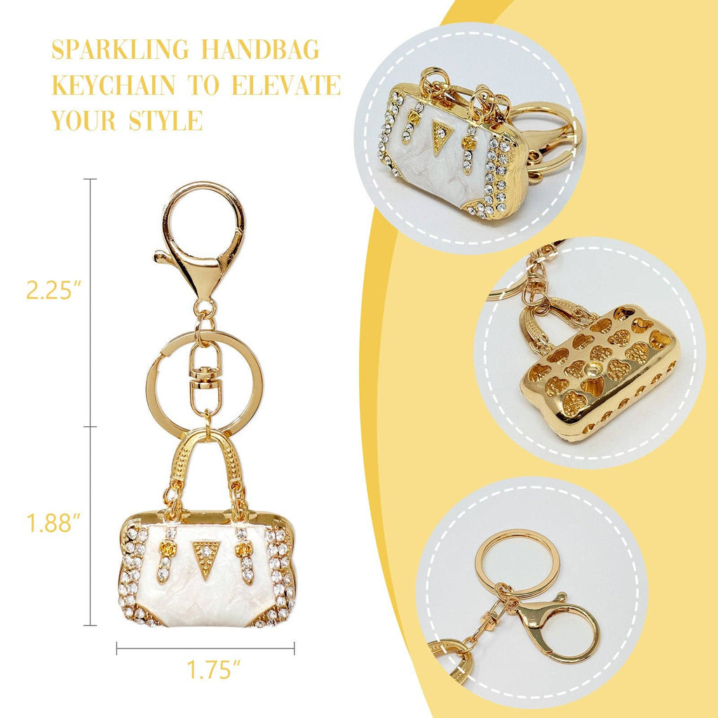 Rhinestone Handbag Shaped Purse Charm Keychain: Red