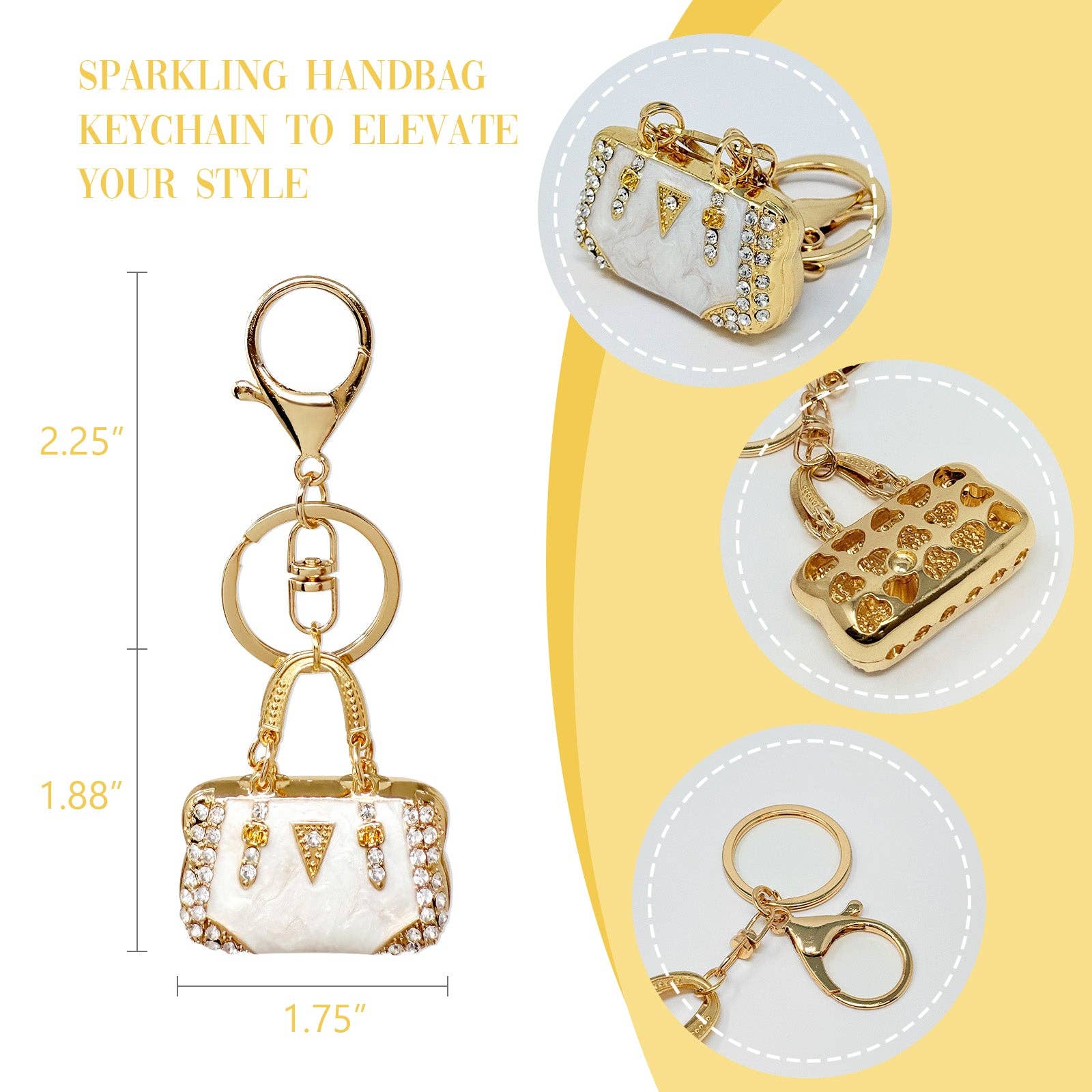 Rhinestone Handbag Shaped Purse Charm Keychain: Red