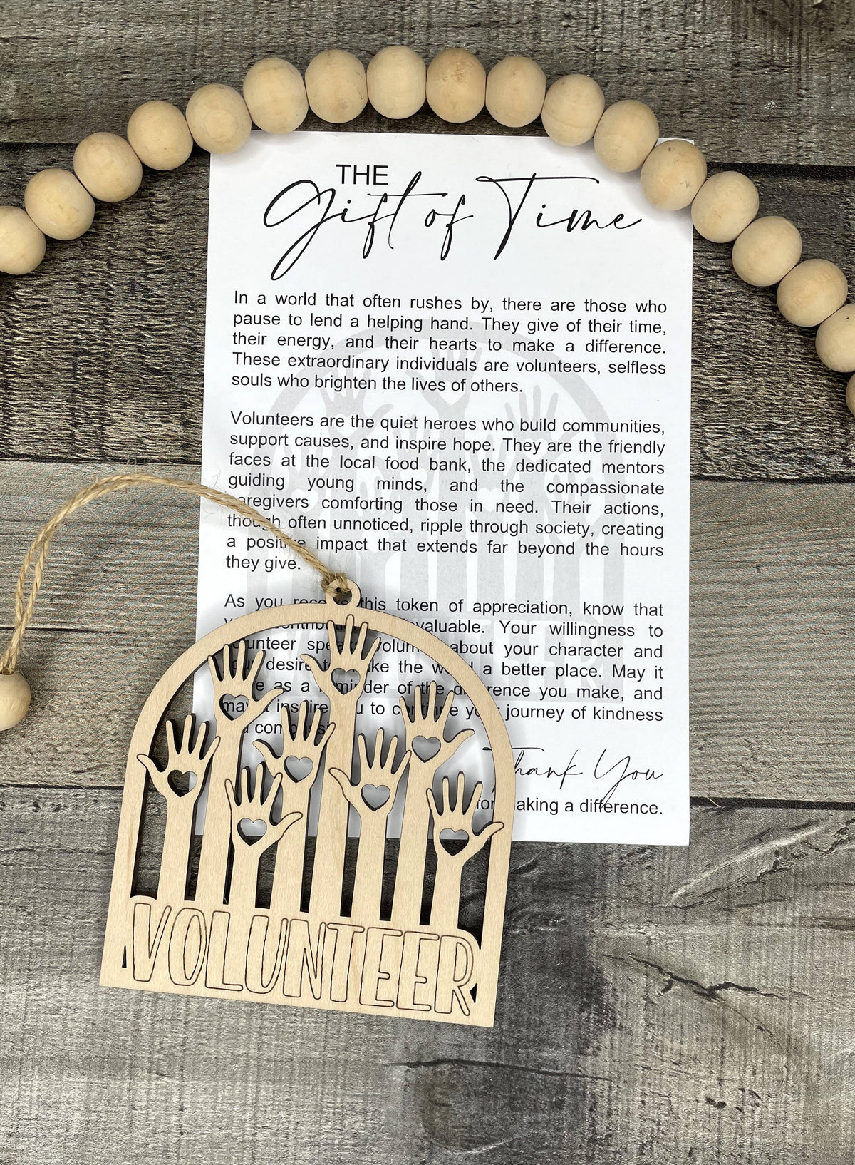 Volunteer-The Gift of Time Story Card Charm: Heart / Maple