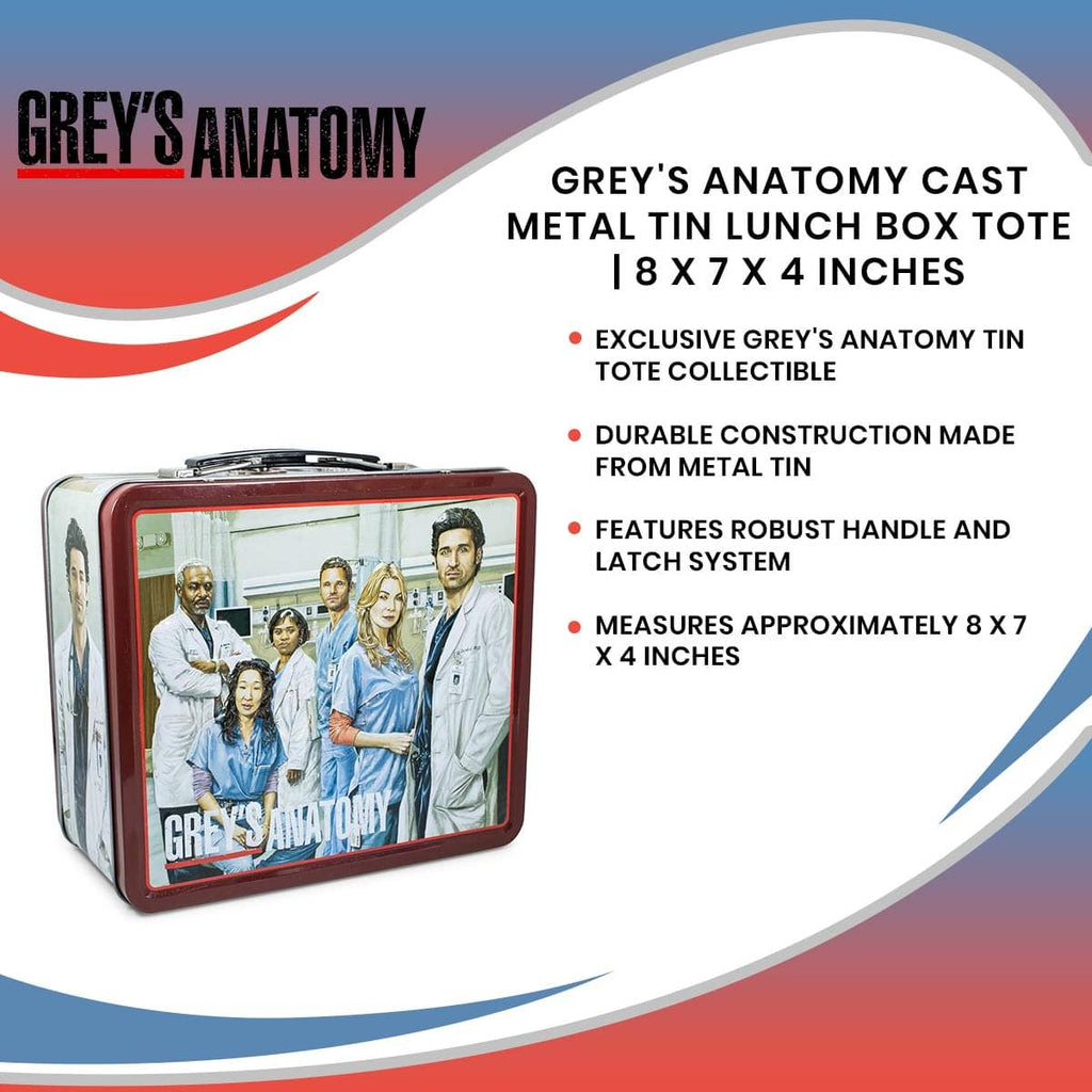 Grey's Anatomy Cast Retro Metal Lunchbox | 8 x 7 x 4 Inches
