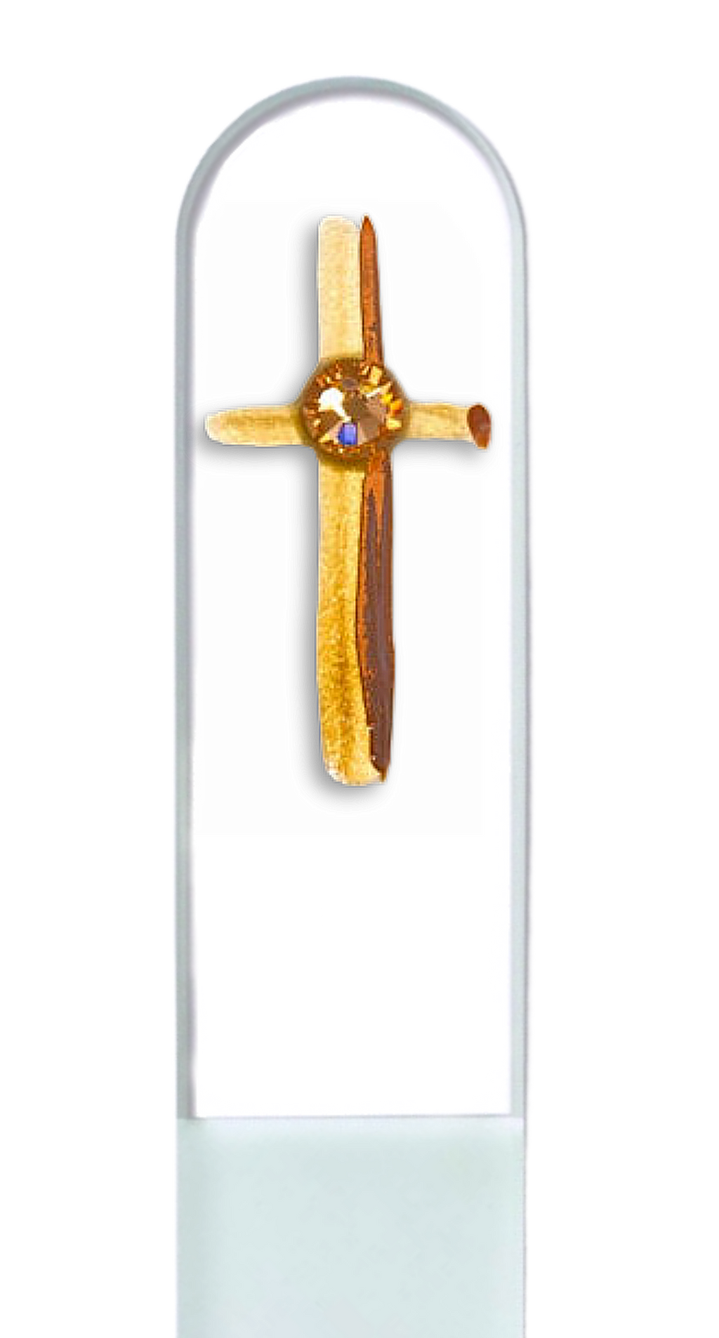 Gold Cross Religion Christian Hand Painted Crystal Nail File: Small