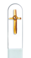 Gold Cross Religion Christian Hand Painted Crystal Nail File: Medium