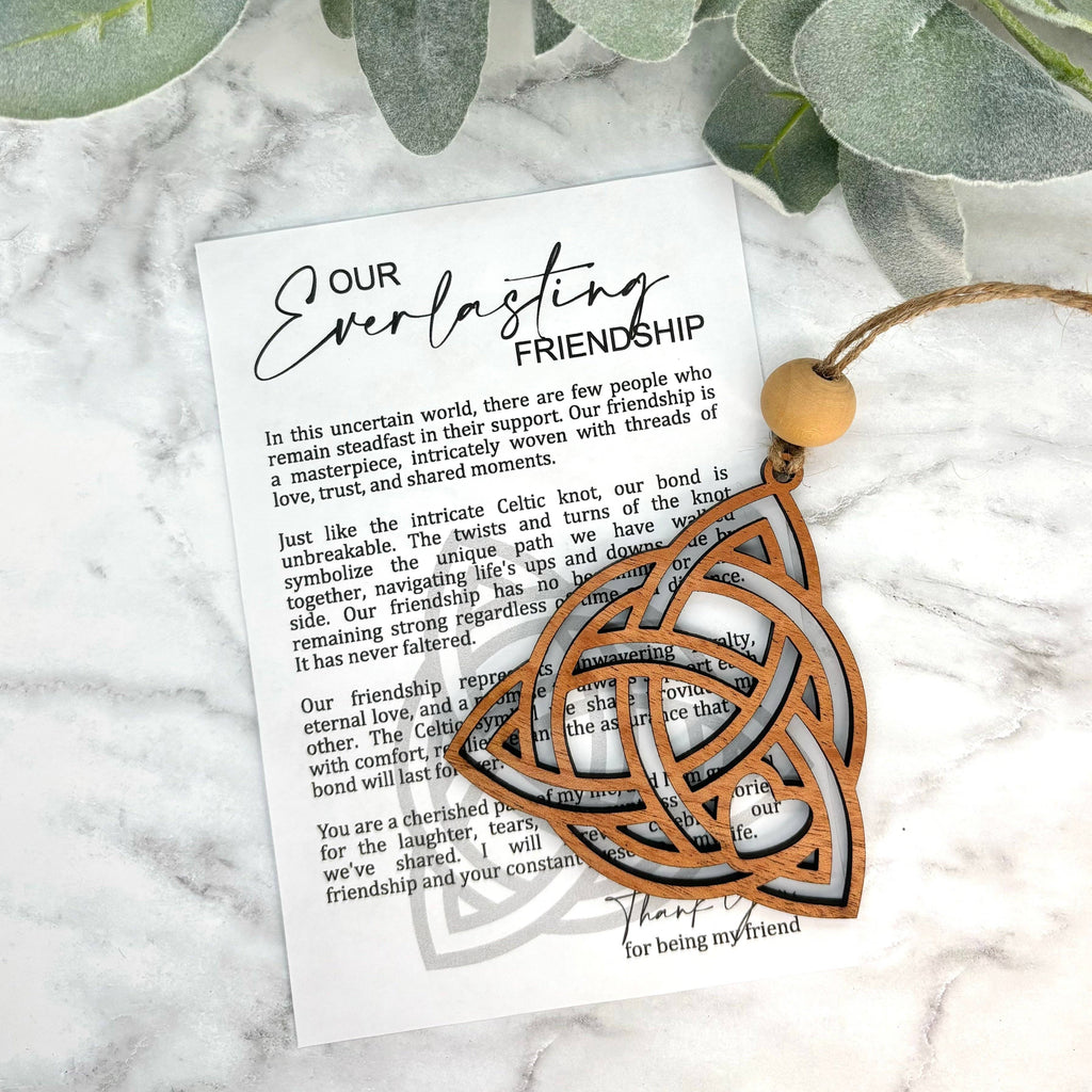 Celtic Knot Friendship Story Card Ornament/Car Charm/ Cherry