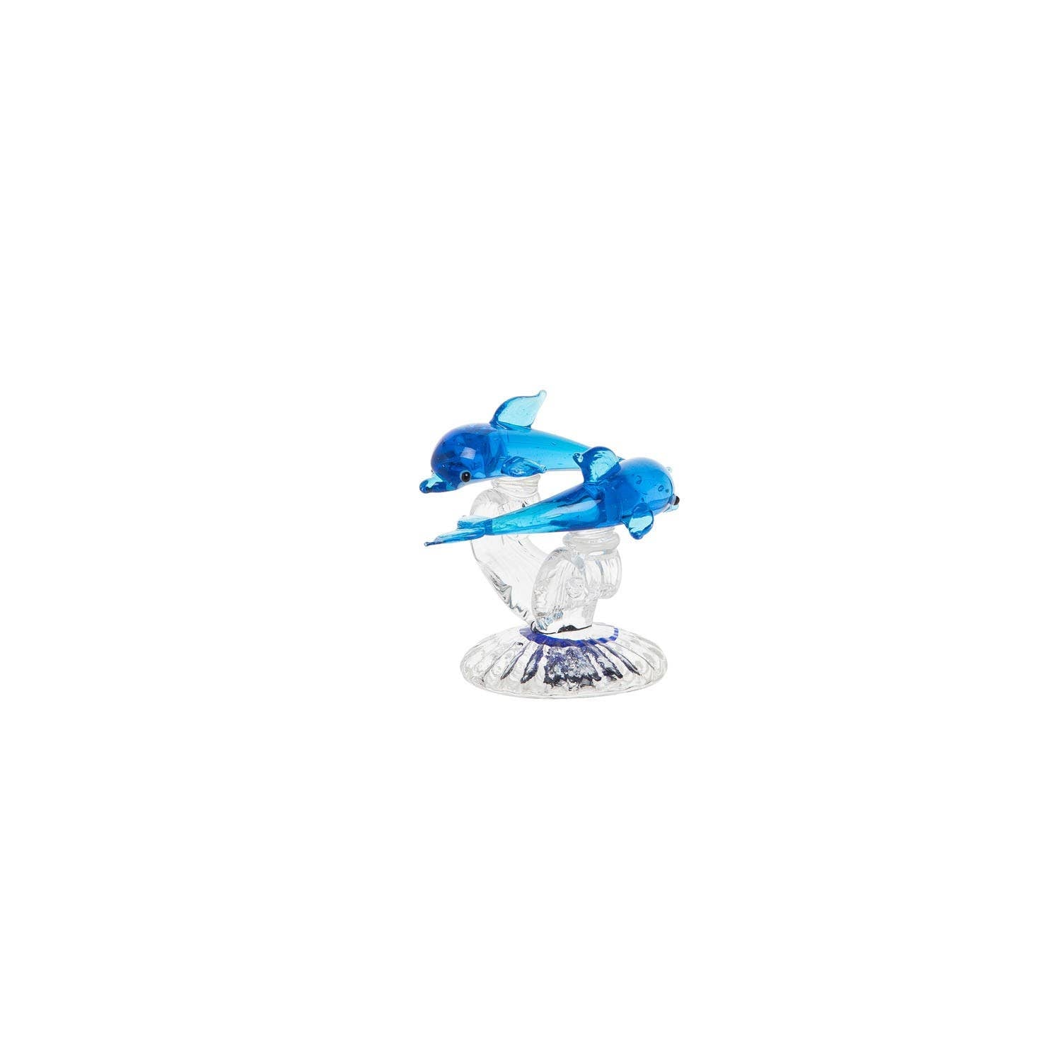Dual Dolphins Mini Glass Art