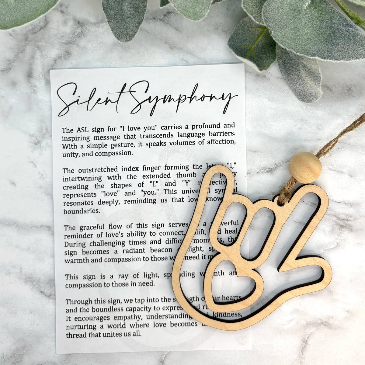 ASL “I Love You”-Silent Symphony Story Card Charm : Cherry